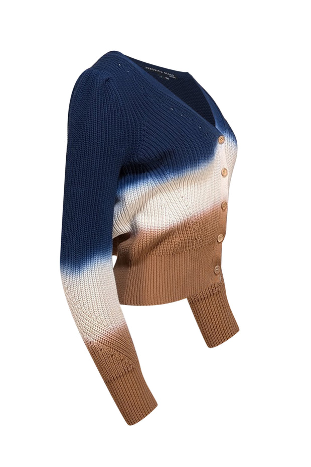 Veronica Beard - Navy, Cream, & Beige Ombre Button Front Cardigan Sz S - Current Boutique