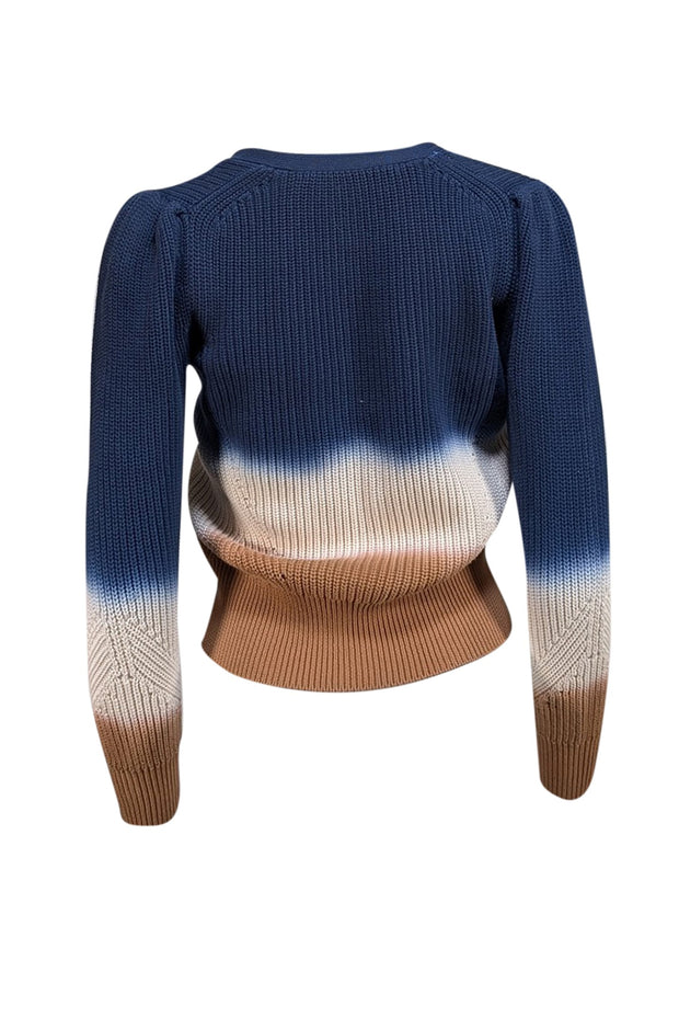 Veronica Beard - Navy, Cream, & Beige Ombre Button Front Cardigan Sz S - Current Boutique