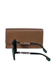 Burberry - Green Large Sunglasses w/ Gold Side Logos - Current Boutique