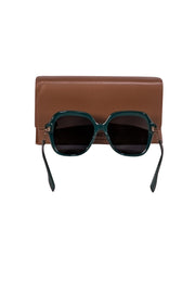 Burberry - Green Large Sunglasses w/ Gold Side Logos - Current Boutique