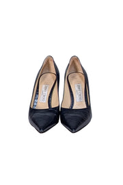 Jimmy Choo - Black Croc Embossed Pointed Toe Pumps Sz 7 - Current Boutique