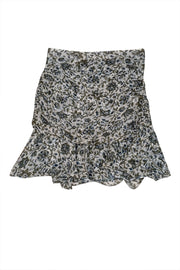 Veronica Beard - Green, White, & Blue Silk Ruched Skirt Sz S - Current Boutique