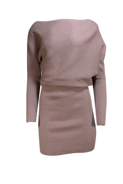Reiss - Light Brown Ribbed Knit Midi Dress Sz XS