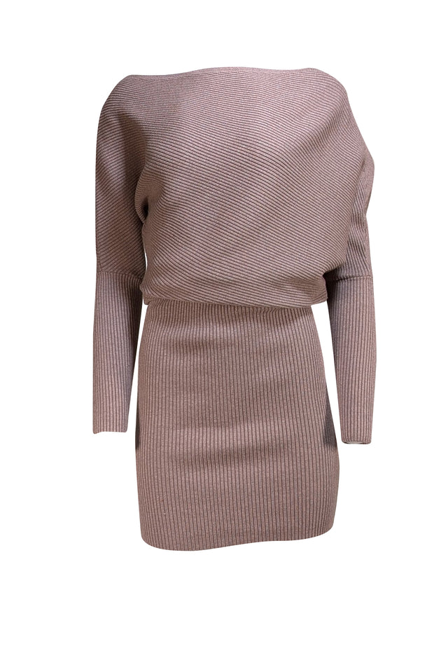 Reiss - Light Brown Ribbed Knit Midi Dress Sz XS