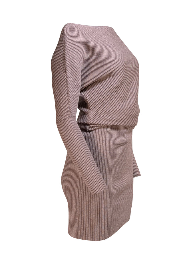 Reiss - Light Brown Ribbed Knit Midi Dress Sz XS
