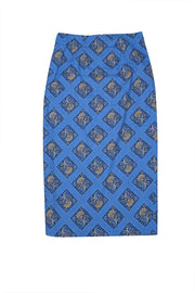 Veronica Beard - Blue Diamond Print Midi Skirt Sz 0
