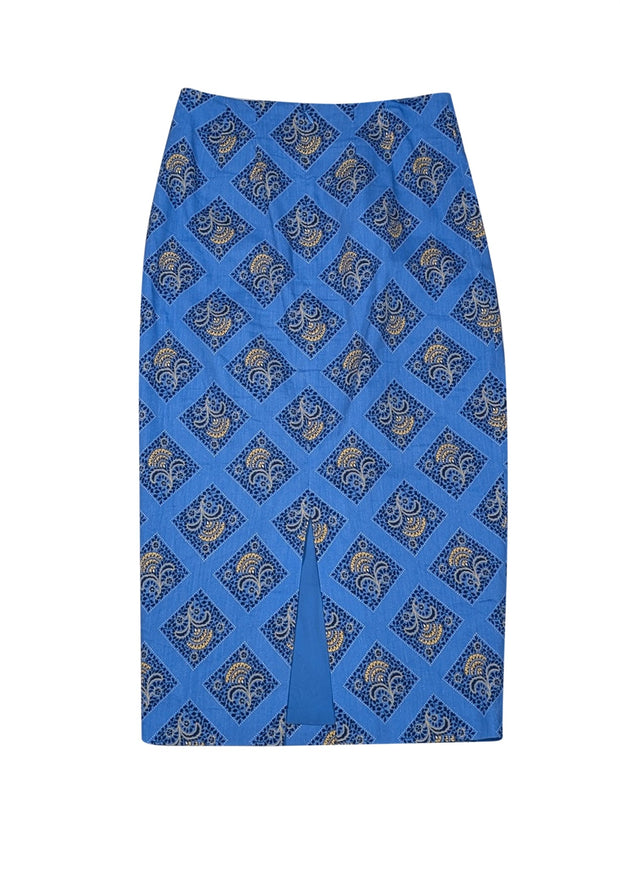 Veronica Beard - Blue Diamond Print Midi Skirt Sz 0