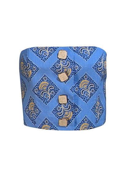 Veronica Beard - Blue Diamond Print Strapless Top Sz 2