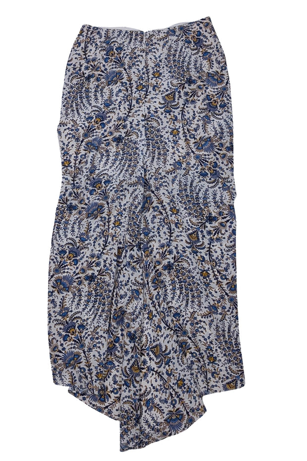 Veronica Beard - Cream & Blue Floral Print Maxi Skirt Sz 0