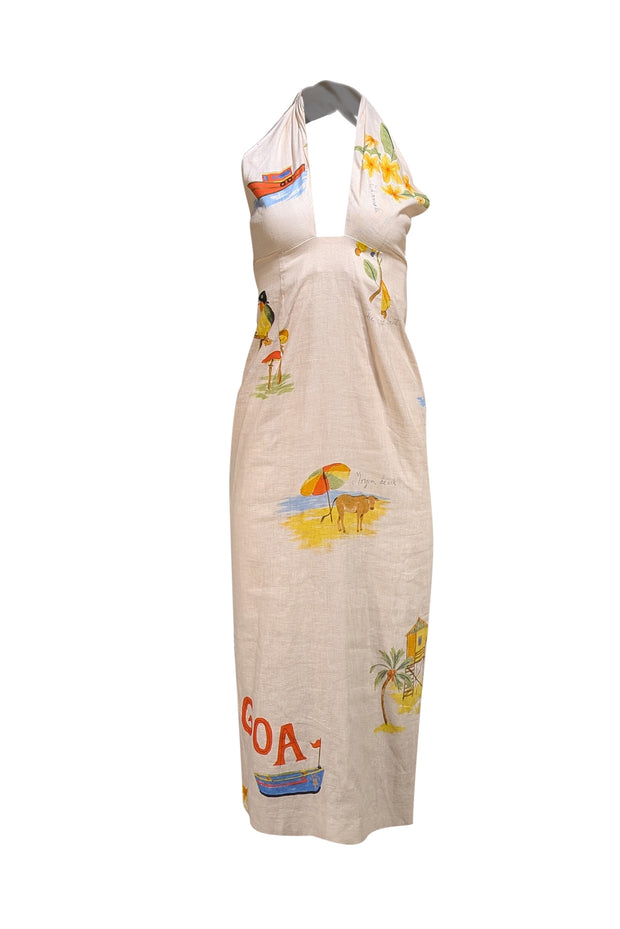 Rhode - Light Peach Summer Print Halter Dress Sz 2