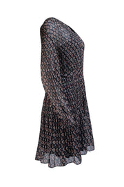 Maje - Black, Red, & White Print Waist Tie Dress Sz 8 - Current Boutique