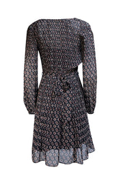 Maje - Black, Red, & White Print Waist Tie Dress Sz 8 - Current Boutique