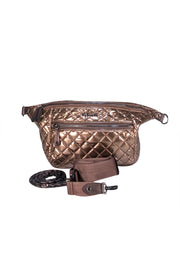 MZ Wallace - Rose Gold Metallic Quilted Convertible Shoulder Bag w/ Detachable Straps - Current Boutique