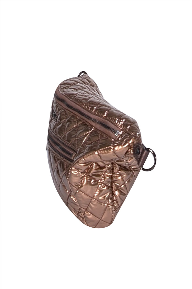 MZ Wallace - Rose Gold Metallic Quilted Convertible Shoulder Bag w/ Detachable Straps - Current Boutique