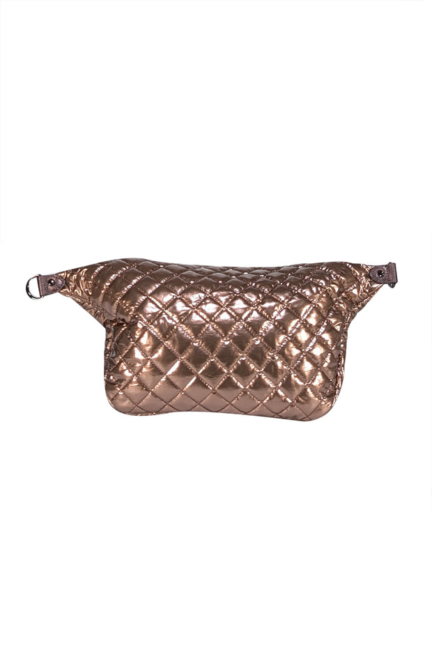 MZ Wallace - Rose Gold Metallic Quilted Convertible Shoulder Bag w/ Detachable Straps - Current Boutique