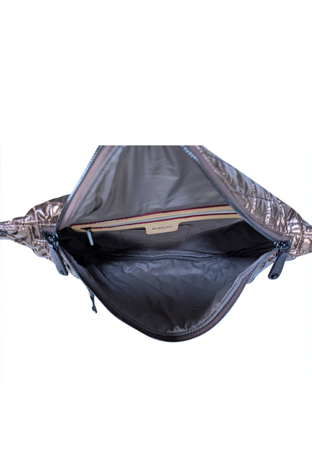 MZ Wallace - Rose Gold Metallic Quilted Convertible Shoulder Bag w/ Detachable Straps - Current Boutique