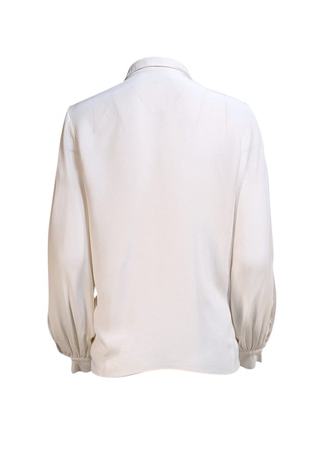 Ramy Brook - White Silk Button Down Shirt Sz L - Current Boutique