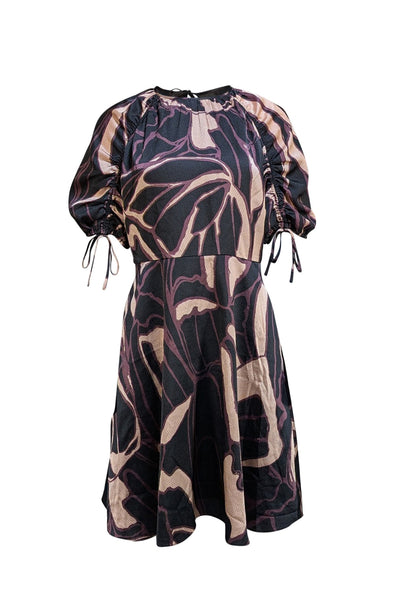 Ted Baker - Black, Purple, & Cream Abstract Print Mini Dress Sz 8 - Current Boutique