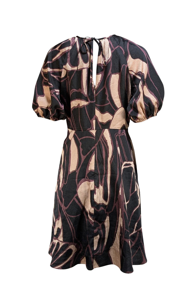 Ted Baker - Black, Purple, & Cream Abstract Print Mini Dress Sz 8 - Current Boutique
