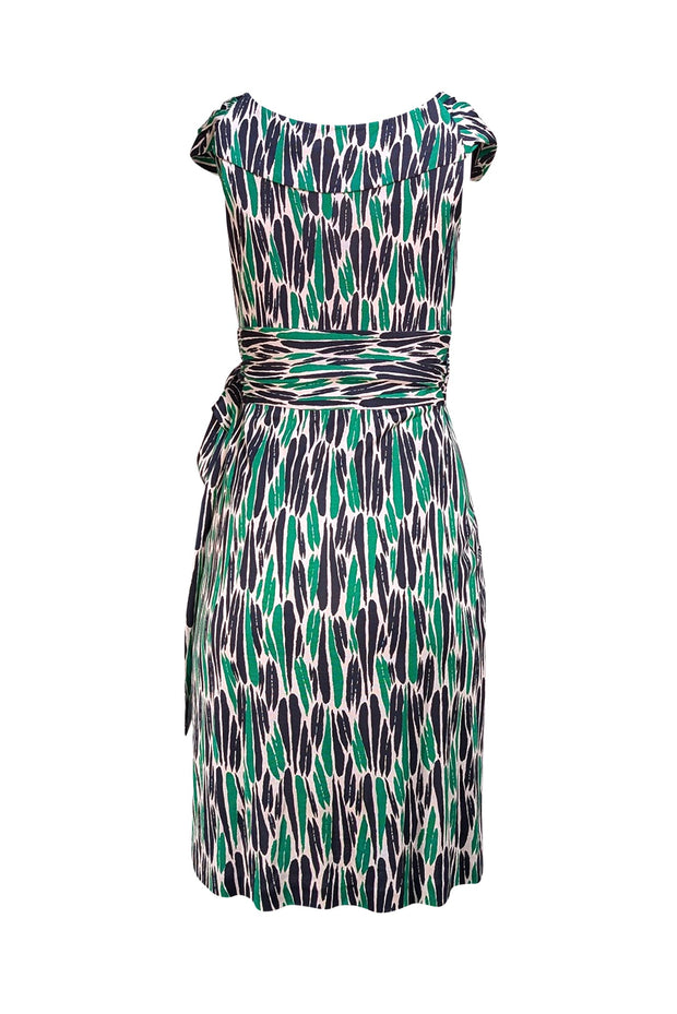 Diane von Furstenberg - Green, Cream, & Green Print Wrap Sleeveless Dress Sz 2
