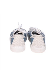 Bottega Veneta - Blue & White Leather Sneakers Sz 8 - Current Boutique