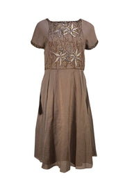 Marni - Taupe Beaded & Embroidered "Kimberley" Dress Sz 4