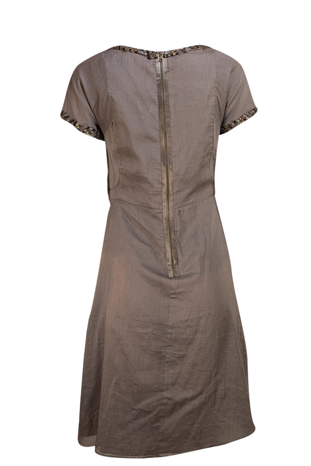 Marni - Taupe Beaded & Embroidered "Kimberley" Dress Sz 4