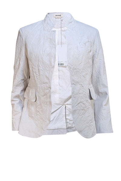 Zadig & Voltaire - Ivory Matte Crinkle Leather "Verys" Blazer Sz XL - Current Boutique