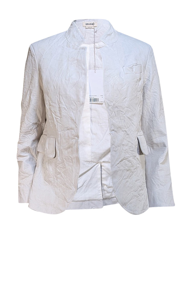 Zadig & Voltaire - Ivory Matte Crinkle Leather "Verys" Blazer Sz XL - Current Boutique