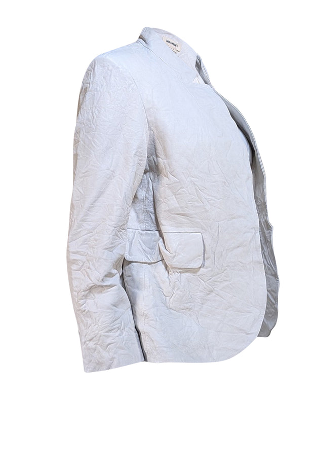 Zadig & Voltaire - Ivory Matte Crinkle Leather "Verys" Blazer Sz XL - Current Boutique