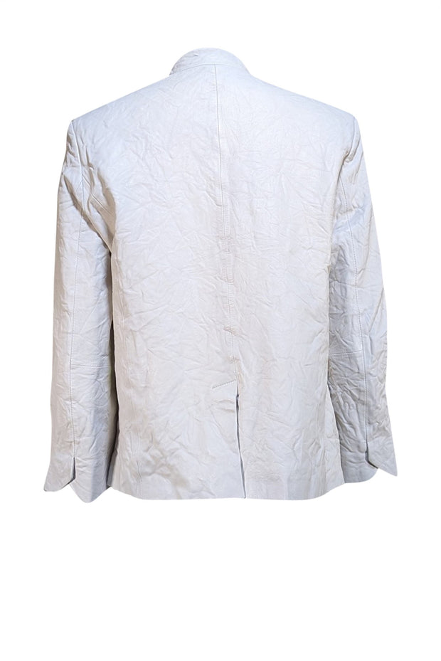Zadig & Voltaire - Ivory Matte Crinkle Leather "Verys" Blazer Sz XL - Current Boutique