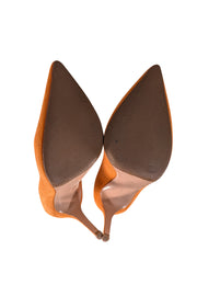 Gianvito Rossi - Orange Suede Pointed Toe Pumps Sz 8 - Current Boutique
