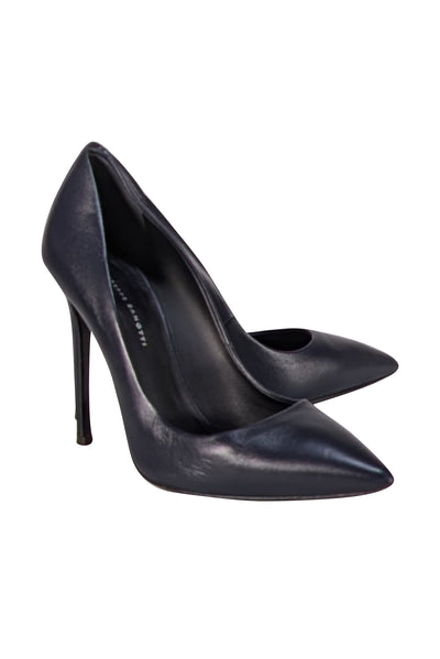 Giuseppe Zanotti - Black Leather Pointed Toe Pumps Sz 8 - Current Boutique