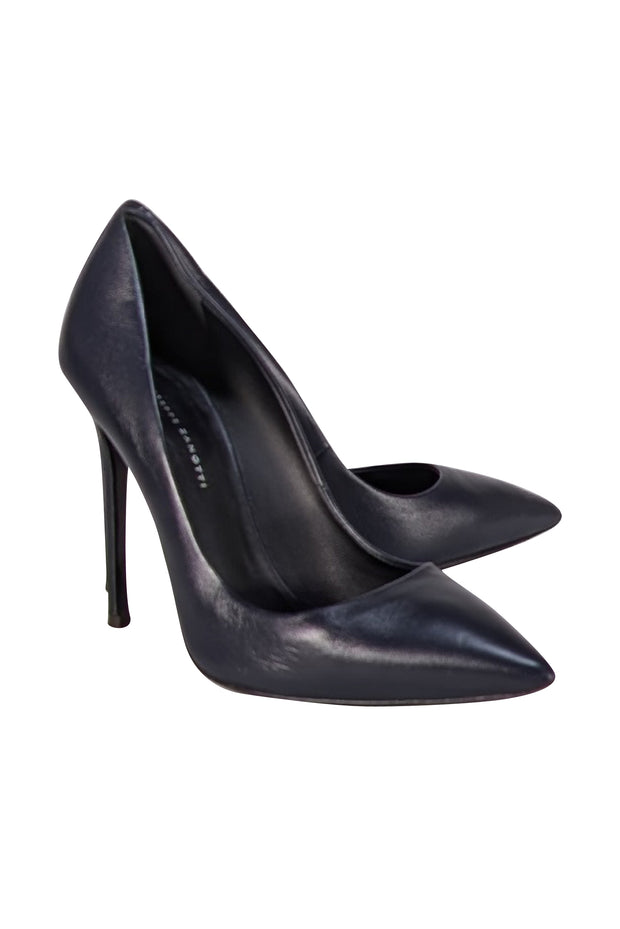 Giuseppe Zanotti - Black Leather Pointed Toe Pumps Sz 8 - Current Boutique