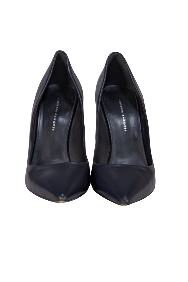 Giuseppe Zanotti - Black Leather Pointed Toe Pumps Sz 8 - Current Boutique