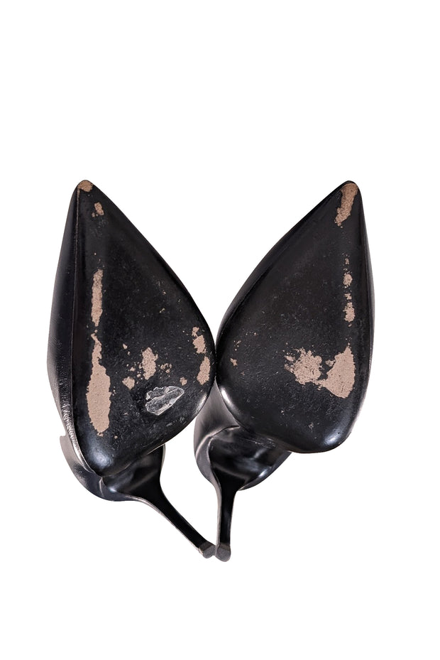 Giuseppe Zanotti - Black Leather Pointed Toe Pumps Sz 8 - Current Boutique