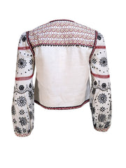Veronica Beard - Ivory w/ Red, Black, & Cream Embroidery &amp; Beaded Detail Jacket Sz XS