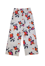 Tanya Taylor - Ivory, Pink, Orange, & Black Floral Print Casual Pants Sz 4