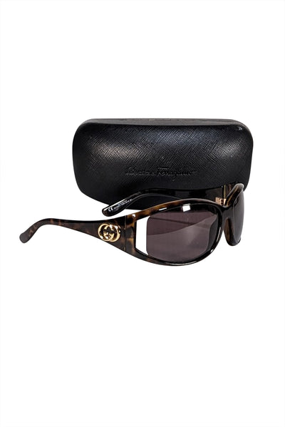 Gucci - Brown Tortoise Logo Detail Sunglasses - Current Boutique