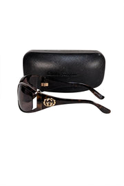 Gucci - Brown Tortoise Logo Detail Sunglasses - Current Boutique