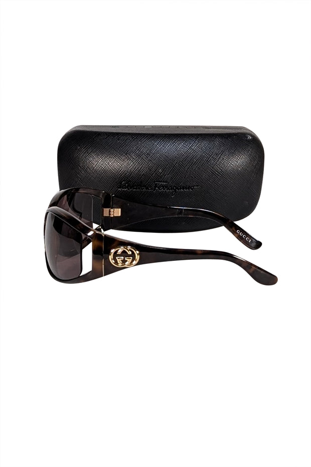 Gucci - Brown Tortoise Logo Detail Sunglasses - Current Boutique
