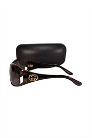 Gucci - Brown Tortoise Logo Detail Sunglasses - Current Boutique