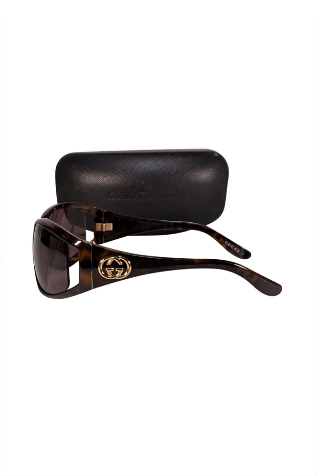 Gucci - Brown Tortoise Logo Detail Sunglasses - Current Boutique