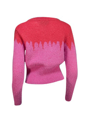 Cynthia Rowley - Pink & Red Mohair Blend Intarsia Knit Sweater Sz S - Current Boutique