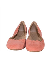 Chloe - Coral Pink Suede Scallop Edge Flats Sz 10.5 - Current Boutique