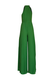 Halston -  Green Cowl Neck Pleated Jumpsuit Sz 2 - Current Boutique