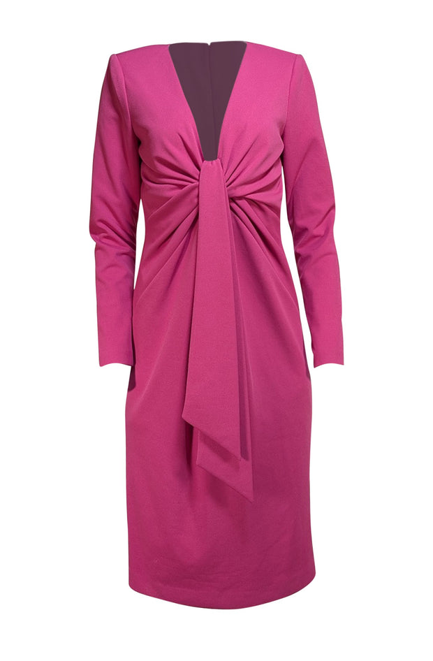 Badgley Mischka - Magenta Deep V Cocktail Dress Sz 10