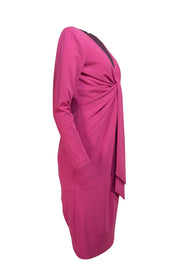Badgley Mischka - Magenta Deep V Cocktail Dress Sz 10