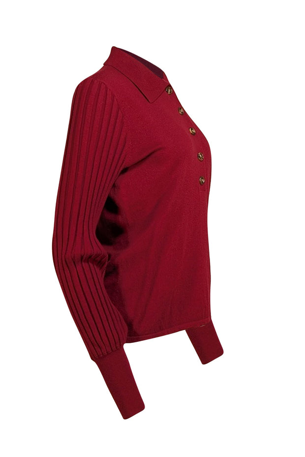 Nicholas - Red "Basma" 70's Collar Neckline Sweater Sz XL - Current Boutique