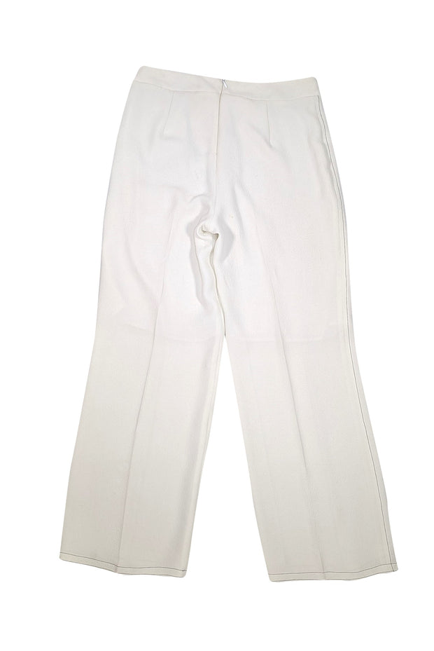 Yigal Azrouel - Ivory Textured Wide Leg Dress Pants Sz 10 - Current Boutique